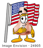 #24905 Clip Art Graphic Of A Human Nose Cartoon Character Pledging Allegiance To An American Flag