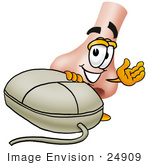 #24909 Clip Art Graphic Of A Human Nose Cartoon Character With A Computer Mouse