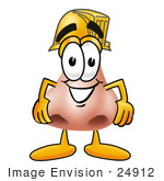 #24912 Clip Art Graphic Of A Human Nose Cartoon Character Wearing A Hardhat Helmet