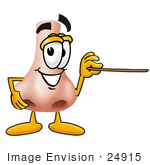 #24915 Clip Art Graphic Of A Human Nose Cartoon Character Holding A Pointer Stick