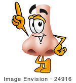 #24916 Clip Art Graphic Of A Human Nose Cartoon Character Pointing Upwards