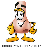 #24917 Clip Art Graphic Of A Human Nose Cartoon Character Pointing At The Viewer