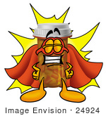 #24924 Clip Art Graphic Of A Medication Prescription Pill Bottle Cartoon Character Dressed As A Super Hero