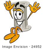 #24952 Clip Art Graphic Of A Pillar Cartoon Character Jumping