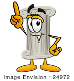 #24972 Clip Art Graphic Of A Pillar Cartoon Character Pointing Upwards