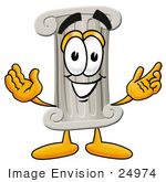 #24974 Clip Art Graphic Of A Pillar Cartoon Character With Welcoming Open Arms