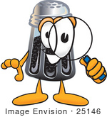 #25146 Clip Art Graphic Of A Ground Pepper Shaker Cartoon Character Looking Through A Magnifying Glass