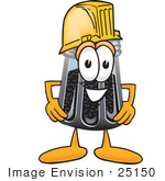 #25150 Clip Art Graphic Of A Ground Pepper Shaker Cartoon Character Wearing A Hardhat Helmet