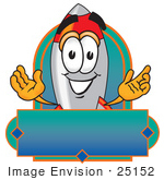 #25152 Clip Art Graphic Of A Space Rocket Cartoon Character Label