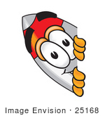 #25168 Clip Art Graphic Of A Space Rocket Cartoon Character Peeking Around A Corner