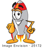 #25172 Clip Art Graphic Of A Space Rocket Cartoon Character Pointing At The Viewer