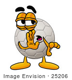 #25206 Clip Art Graphic Of A White Soccer Ball Cartoon Character Whispering And Gossiping