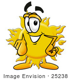 #25238 Clip Art Graphic Of A Yellow Sun Cartoon Character Pointing At The Viewer