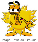 #25252 Clip Art Graphic Of A Yellow Sun Cartoon Character Whispering And Gossiping
