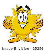 #25256 Clip Art Graphic Of A Yellow Sun Cartoon Character With Welcoming Open Arms