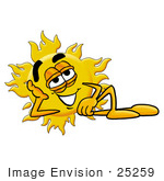 #25259 Clip Art Graphic Of A Yellow Sun Cartoon Character Resting His Head On His Hand