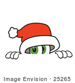 #25265 Clip Art Graphic Of A Santa Claus Cartoon Character Peeking Over A Surface