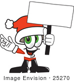 #25270 Clip Art Graphic Of A Santa Claus Cartoon Character Holding A Blank Sign