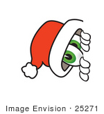 #25271 Clip Art Graphic Of A Santa Claus Cartoon Character Peeking Around A Corner