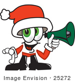 #25272 Clip Art Graphic Of A Santa Claus Cartoon Character Holding A Megaphone