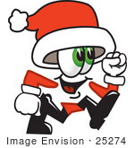 #25274 Clip Art Graphic Of A Santa Claus Cartoon Character Running