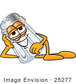 #25277 Clip Art Graphic Of A Salt Shaker Cartoon Character Resting His Head On His Hand