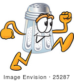 #25287 Clip Art Graphic Of A Salt Shaker Cartoon Character Running