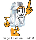 #25288 Clip Art Graphic Of A Salt Shaker Cartoon Character Pointing Upwards