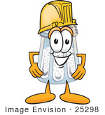#25298 Clip Art Graphic Of A Salt Shaker Cartoon Character Wearing A Hardhat Helmet