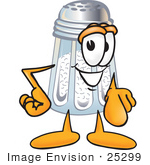 #25299 Clip Art Graphic Of A Salt Shaker Cartoon Character Pointing At The Viewer