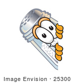 #25300 Clip Art Graphic Of A Salt Shaker Cartoon Character Peeking Around A Corner