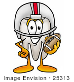 #25313 Clip Art Graphic Of A Human Molar Tooth Character In A Helmet Holding A Football