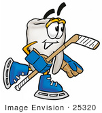 #25320 Clip Art Graphic Of A Human Molar Tooth Character Playing Ice Hockey