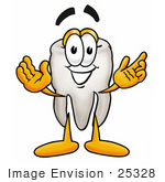 #25328 Clip Art Graphic Of A Human Molar Tooth Character With Welcoming Open Arms