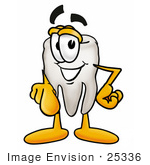 #25336 Clip Art Graphic Of A Human Molar Tooth Character Pointing At The Viewer