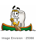 #25366 Clip Art Graphic Of A Human Molar Tooth Character Rowing A Boat