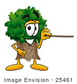 #25461 Clip Art Graphic Of A Tree Character Holding A Pointer Stick