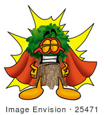 #25471 Clip Art Graphic Of A Tree Character Dressed As A Super Hero