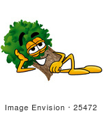 #25472 Clip Art Graphic Of A Tree Character Resting His Head On His Hand