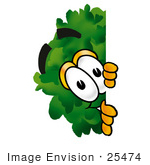 #25474 Clip Art Graphic Of A Tree Character Peeking Around A Corner