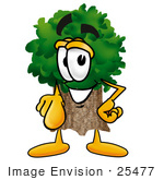#25477 Clip Art Graphic Of A Tree Character Pointing At The Viewer