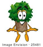 #25481 Clip Art Graphic Of A Tree Character Sitting