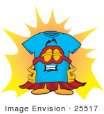 #25517 Clip Art Graphic Of A Blue Short Sleeved T Shirt Character Dressed As A Super Hero