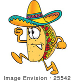 #25542 Clip Art Graphic Of A Crunchy Hard Taco Character Running