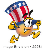 #25581 Clip Art Graphic Of A Patriotic Uncle Sam Character Running