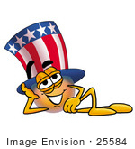 #25584 Clip Art Graphic Of A Patriotic Uncle Sam Character Resting His Head On His Hand