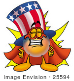 #25594 Clip Art Graphic Of A Patriotic Uncle Sam Character Dressed As A Super Hero