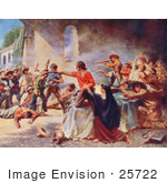 #25722 Stock Photography Of Men Fighting During The Battle Of The Alamo In 1836