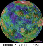 #2581 Hemispheric View Of Venus Centered At 90 Degrees East Longitude
