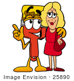 #25890 Clip Art Graphic Of A Red Paintbrush With Yellow Paint Cartoon Character Talking To A Pretty Blond Woman